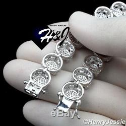 8.5men 925 Sterling Silver 10mm Icy Full Icy Diamond Chain Link Braceletsb5