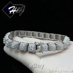 8.5men 925 Sterling Silver Bling Full Icy Diamond Chain Link Braceletsb11