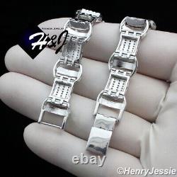 8.75men Solid 925 Sterling Silver Icy Bling Cz 10mm Chain Link Braceletsb15