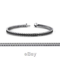 8.99Ct Black Diamond Channel Set Tennis Bracelet 14K White Gold Finish in 6.75