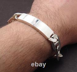 8 9 BOLD Engravable Mariner ID Bracelet Real SOLID 925 Sterling Silver
