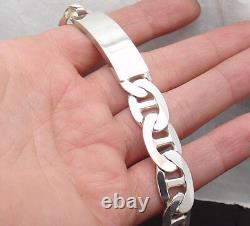 8 9 BOLD Engravable Mariner ID Bracelet Real SOLID 925 Sterling Silver