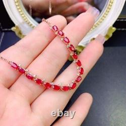8 Carat High Quality Red Burma Ruby Tennis Bracelet, 925 Sterling Silver Ruby