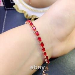 8 Carat High Quality Red Burma Ruby Tennis Bracelet, 925 Sterling Silver Ruby