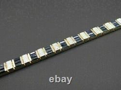 8 Ct Baguette Cut Blue Sapphire & Created Tennis Bracelet 14K Yellow Gold Finish