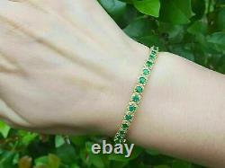 8 Ct Round Cut Green Emerald Women's Pretty Bangle Bracelet 14K Yellow Gold Over