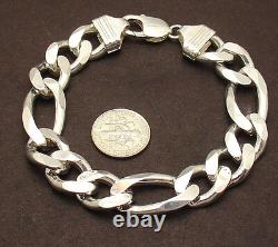 8 Mens Italian Bold Solid Figaro Link Chain Bracelet Real 925 Sterling Silver