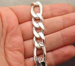 8 Mens Italian Bold Solid Figaro Link Chain Bracelet Real 925 Sterling Silver