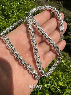 8mm 925 Sterling Silver Men Diamond Cut Rolo Hermes Link Chain Necklace Bracelet