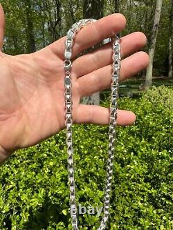 8mm 925 Sterling Silver Men Diamond Cut Rolo Hermes Link Chain Necklace Bracelet