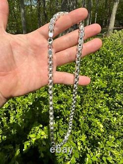 8mm 925 Sterling Silver Men Diamond Cut Rolo Hermes Link Chain Necklace Bracelet