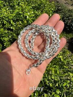 8mm 925 Sterling Silver Men Diamond Cut Rolo Hermes Link Chain Necklace Bracelet