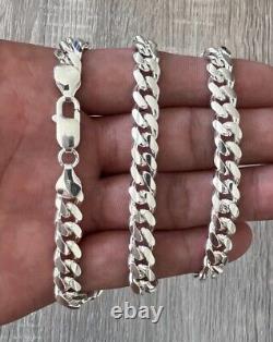 8mm REAL 925 Solid Miami Cuban Sterling Silver Chain Real Necklace Bracelet