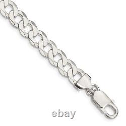 8mm Sterling Silver Solid Flat Curb Chain Bracelet