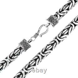 8mm Thick Mens Byzantine Chain Bali Handmade 925 Sterling Silver Bracelet