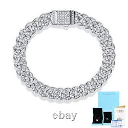 8mm VVS1 Moissanite Iced Cuban Chain Link Bracelet Unisex 925 Sterling Silver