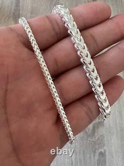 925 Franco Sterling Silver Solid Chain Necklace Bracelet Diamond Cut High Polish