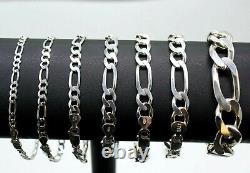 925 Italy SOLID Sterling Silver FIGARO Link Chain Bracelet 7 8 9 10.925