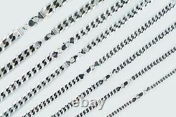 925 SOLID Sterling Silver FLAT CUBAN CURB Chain Necklace or Bracelet All Sizes