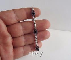 925 STERLING SILVER ADJUSTABLE STRAND EVIL EYE BRACELET With LAB DIAMOND/SAPPHIRE