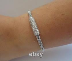 925 STERLING SILVER DESIGNER MICRO PAVE ITALIAN BRACELET With 3 CT LAB ACCENTS