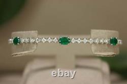 925 Silver 6CT Oval Simulated Green & Simulated Diamond Tennis Bracelet