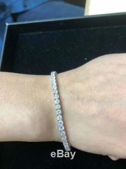 925 Silver 8.00 CT Diamond Prong Set Tennis Bracelet 7.5 In 14K White Gold Over
