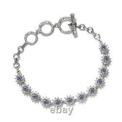 925 Silver Bracelet Sapphire Cubic Zirconia CZ with Toggle Clasp Size 6.5 Gifts