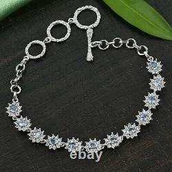 925 Silver Bracelet Sapphire Cubic Zirconia CZ with Toggle Clasp Size 6.5 Gifts