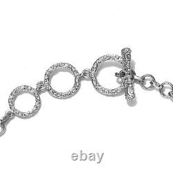 925 Silver Bracelet Sapphire Cubic Zirconia CZ with Toggle Clasp Size 6.5 Gifts