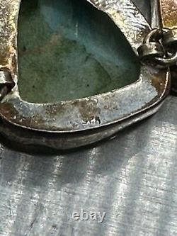 925 Silver Green Druzy Agate Bracelet. Very Beautiful Approx 9&1/4 87G