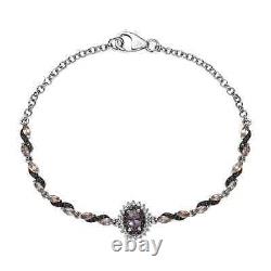 925 Silver Natural Platinum Spinel Zircon Flower Bracelet Gift Size 7.25 Ct 3.4