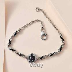 925 Silver Natural Platinum Spinel Zircon Flower Bracelet Gift Size 7.25 Ct 3.4