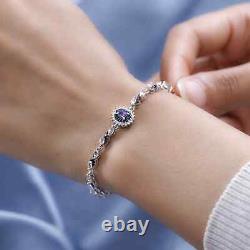 925 Silver Natural Platinum Spinel Zircon Flower Bracelet Gift Size 7.25 Ct 3.4