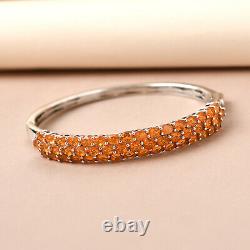 925 Silver Platinum Over Fire Opal Bangle Cuff Bracelet Gift Size 6.5 Ct 5.9