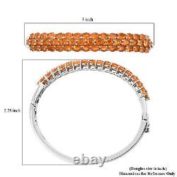 925 Silver Platinum Over Fire Opal Bangle Cuff Bracelet Gift Size 6.5 Ct 5.9