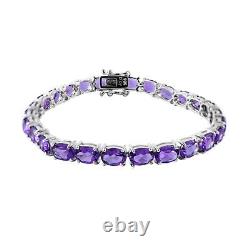 925 Silver Platinum Plated Natural Amethyst Tennis Bracelet Size 7.25 Ct 18