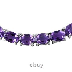 925 Silver Platinum Plated Natural Amethyst Tennis Bracelet Size 7.25 Ct 18