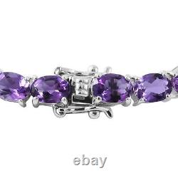 925 Silver Platinum Plated Natural Amethyst Tennis Bracelet Size 7.25 Ct 18