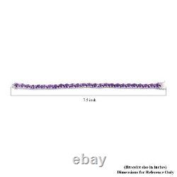 925 Silver Platinum Plated Natural Amethyst Tennis Bracelet Size 7.25 Ct 18