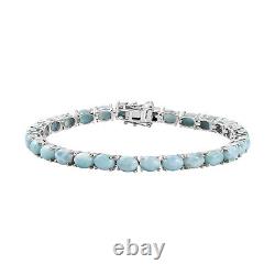 925 Silver Platinum Plated Natural Larimar Tennis Bracelet Gift Size 8 Ct 25.4