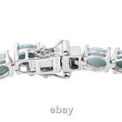 925 Silver Platinum Plated Natural Larimar Tennis Bracelet Gift Size 8 Ct 25.4