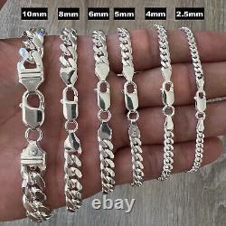 925 Solid Miami Cuban Sterling Silver Chain Real Heavy Curb Necklace Bracelet