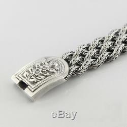 925 Solid Sterling Silver Men Wide Heavy Braided Bracelet Size 7 7.5 8 8.5 9 10