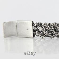 925 Solid Sterling Silver Men Wide Heavy Braided Bracelet Size 7 7.5 8 8.5 9 10