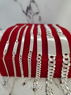 925 Sterling Italian Silver Cuban Link ID Bracelet Men and Women FREE ENGRAVING