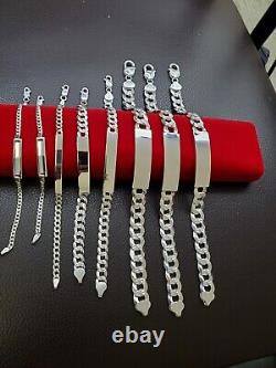 925 Sterling Italian Silver Cuban Link ID Bracelet Men and Women FREE ENGRAVING