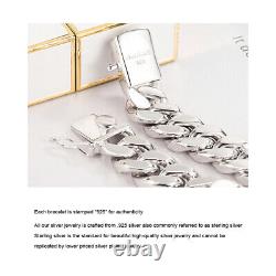 925 Sterling Silver 13.5mm Thick Big Miami Cuban Curb Chain Link Bracelet Mens