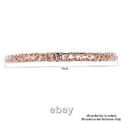 925 Sterling Silver 14K Rose Gold Over Diamond Bangle Cuff Bracelet Size 6.5