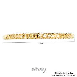 925 Sterling Silver 14K Yellow Gold Over Diamond Bangle Cuff Bracelet Size 7.25